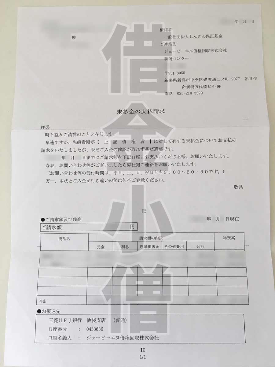 未払金の支払い請求