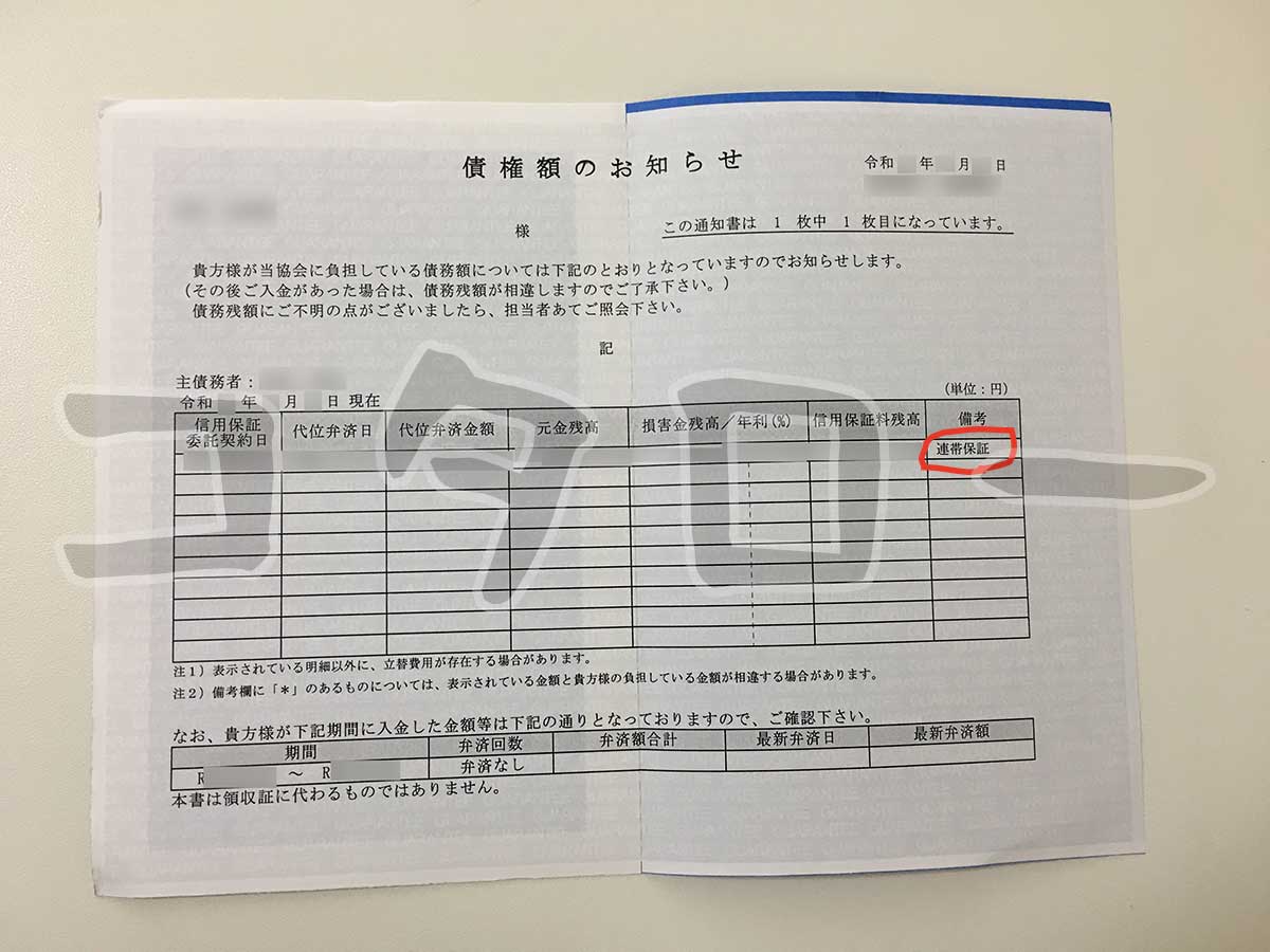信用保証協会通知書
