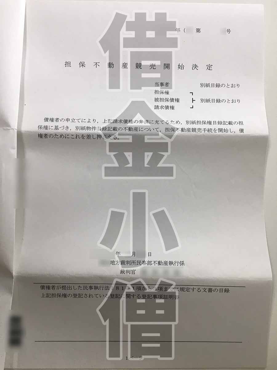 担保不動産競売開始決定