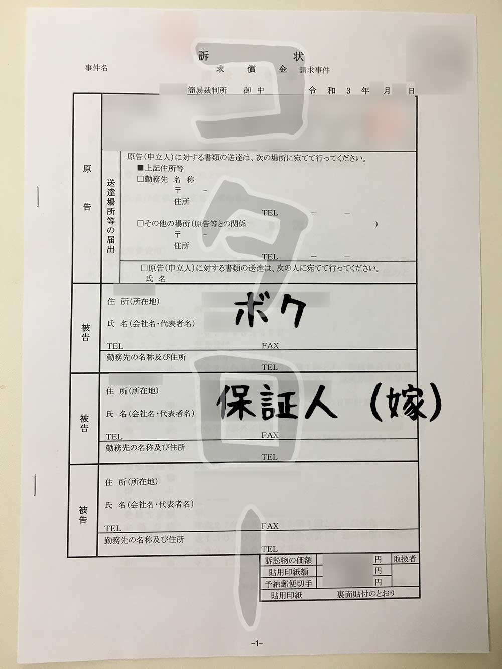 信用保証協会からの訴状